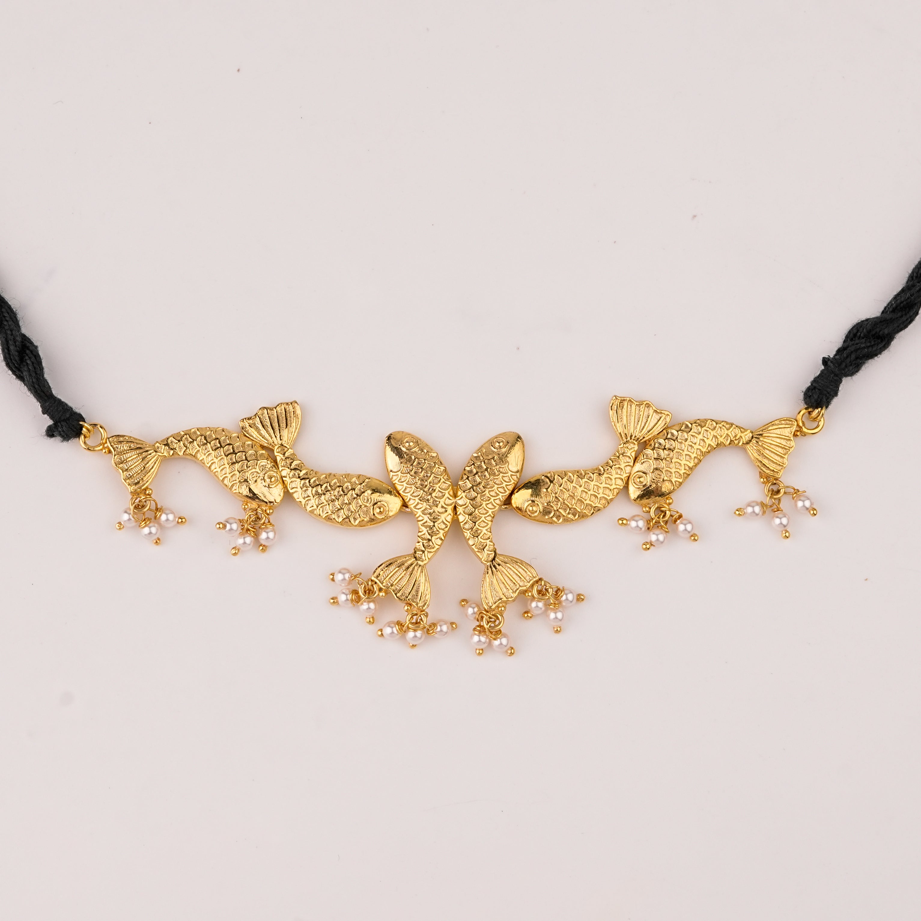 Silver Matsya Choker Necklace | 22K Gold-Plated