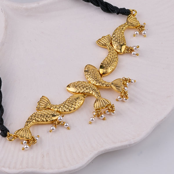 Silver Matsya Choker Necklace | 22K Gold-Plated