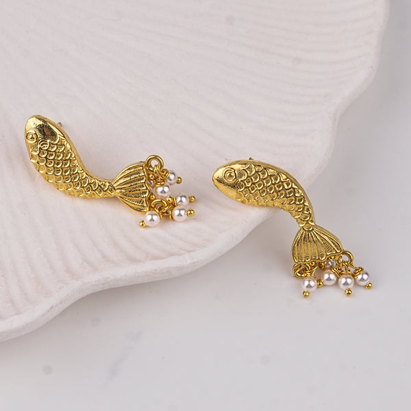 Silver Matsya Earrings | 22K Gold-Plated