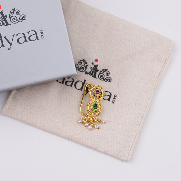 Silver Sarja Nath (Clip-On) | 22K Gold-Plated