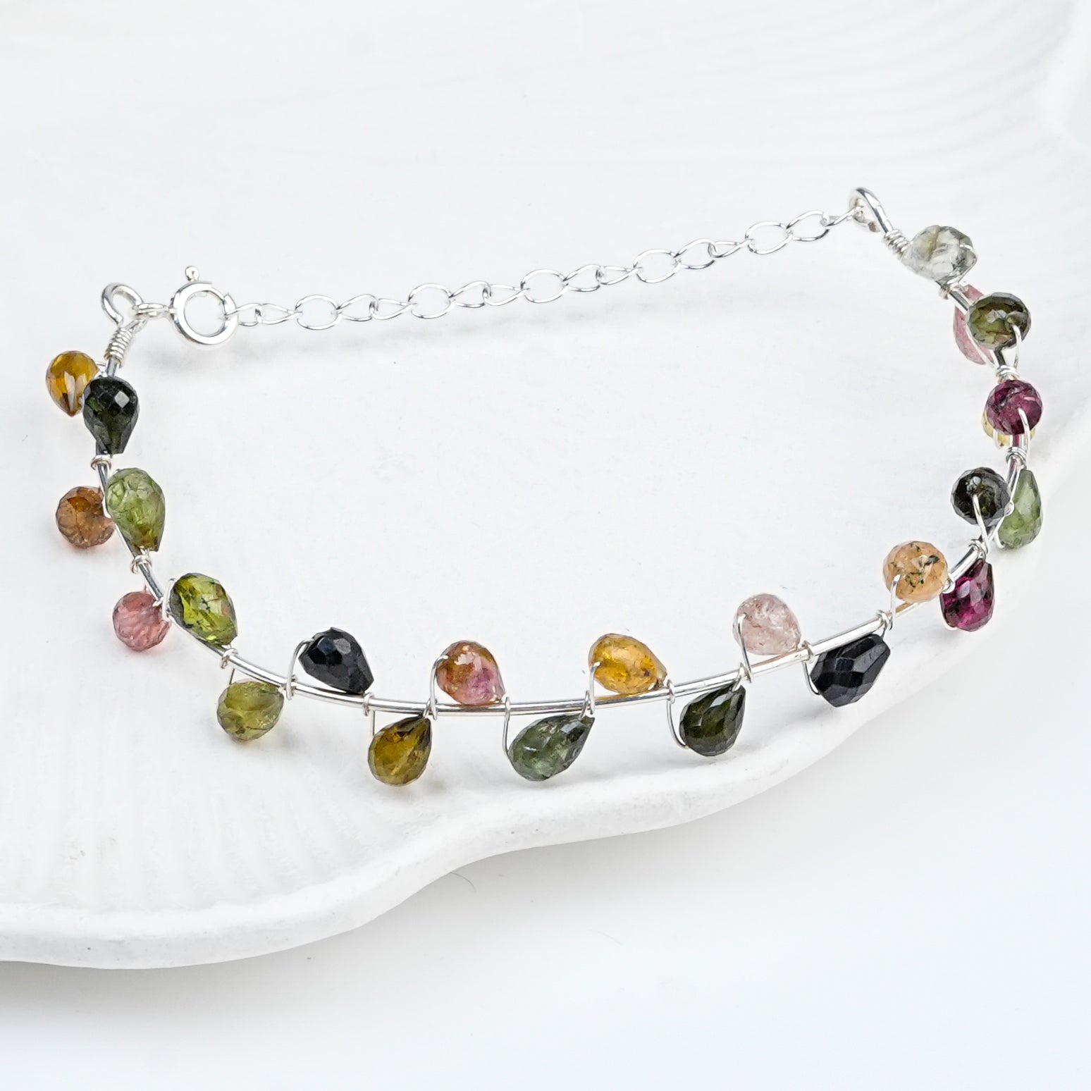Tourmaline Twisted Bracelet | 92.5 Sterling Silver