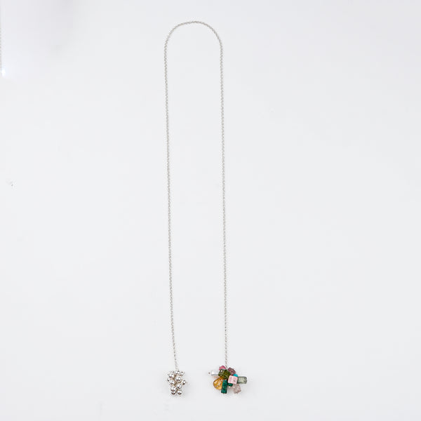 Multicolour Stones & Sarmanee Bunch Tie & Wear Necklace | 92.5 Sterling Silver