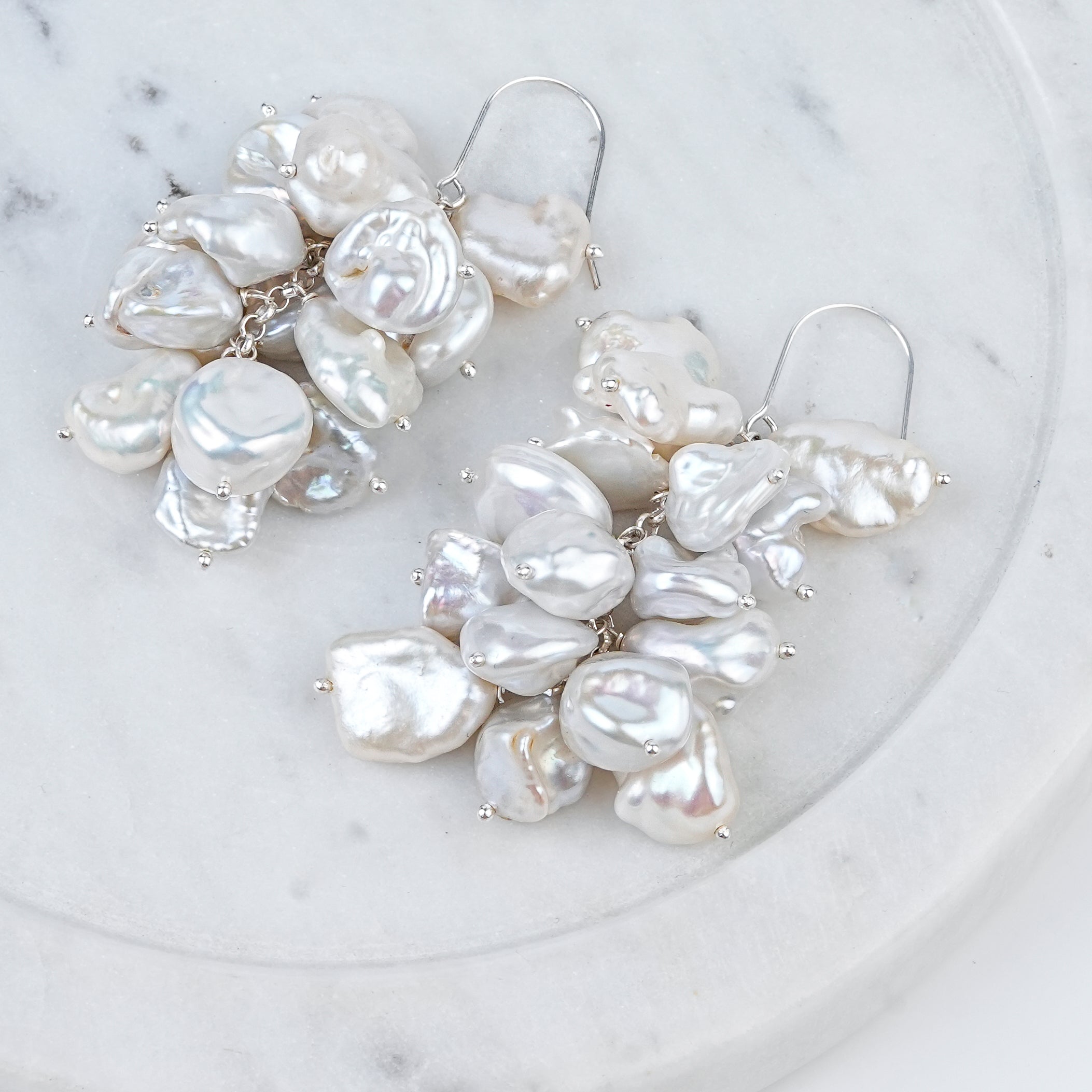 Baroque Pearl Grape Bunch Earrings | 92.5 Sterling Silver