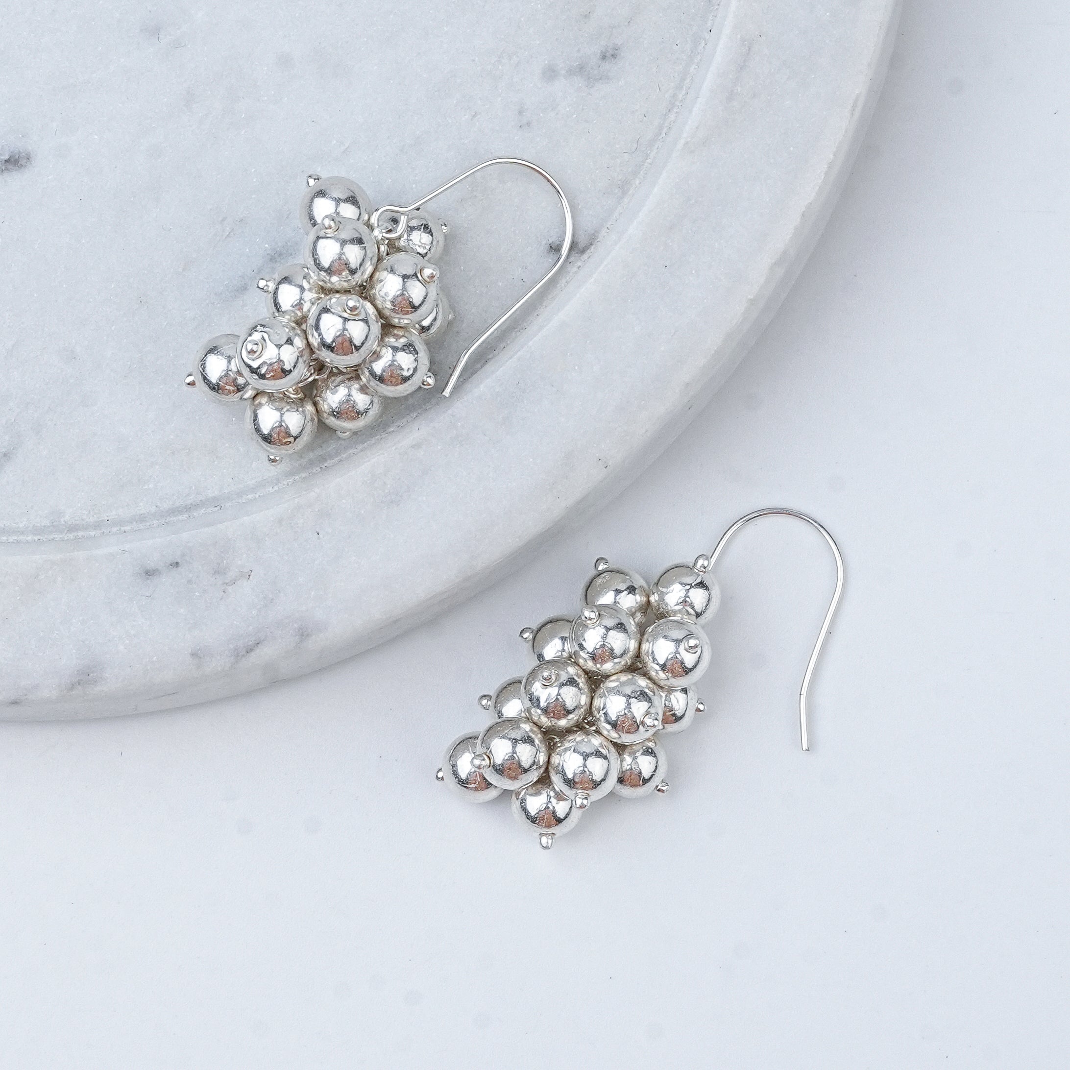 Silver Bead Cluster Earrings | 92.5 Sterling Silver