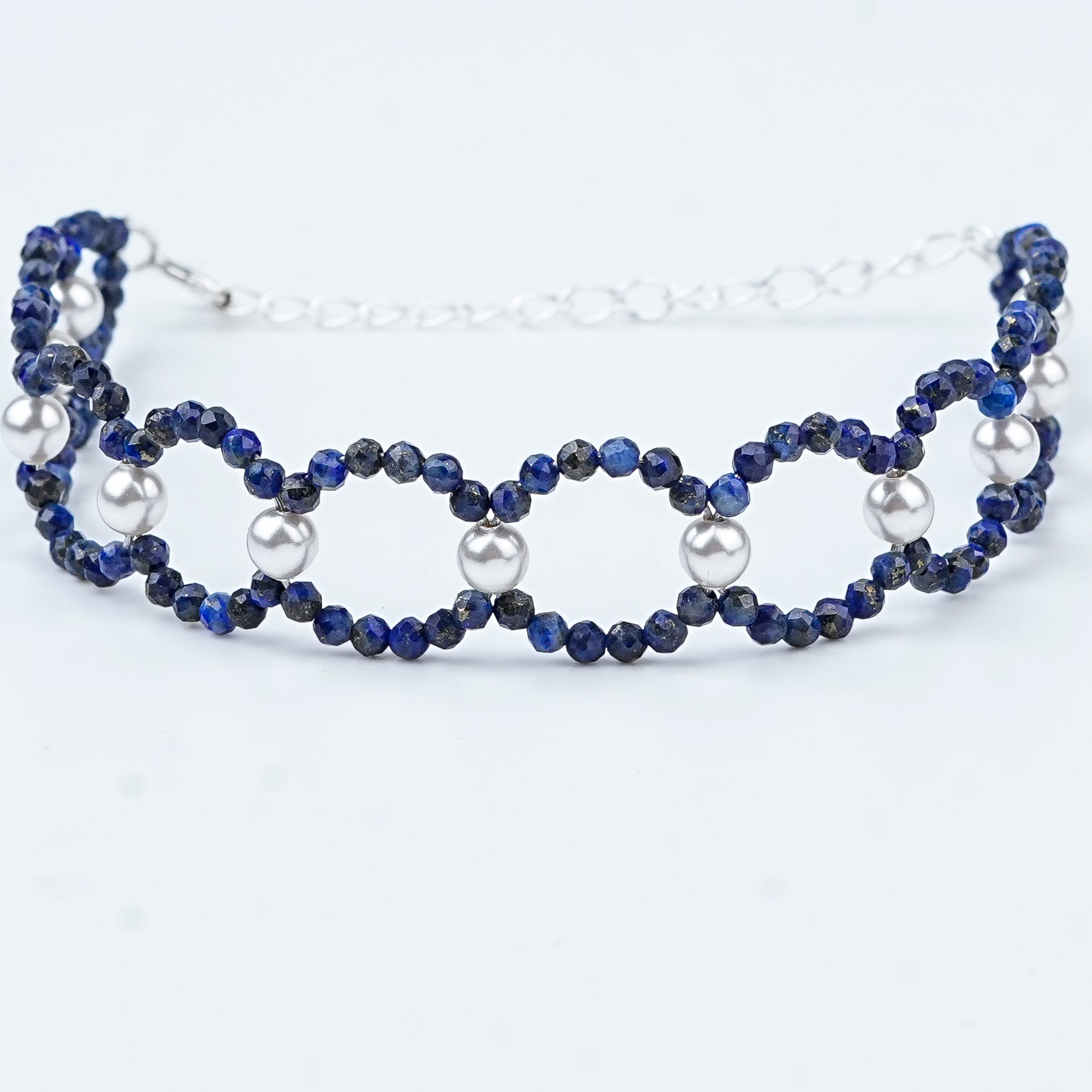 Lapis Lazuli & Pearl Silver Bracelet (Project Handmade)