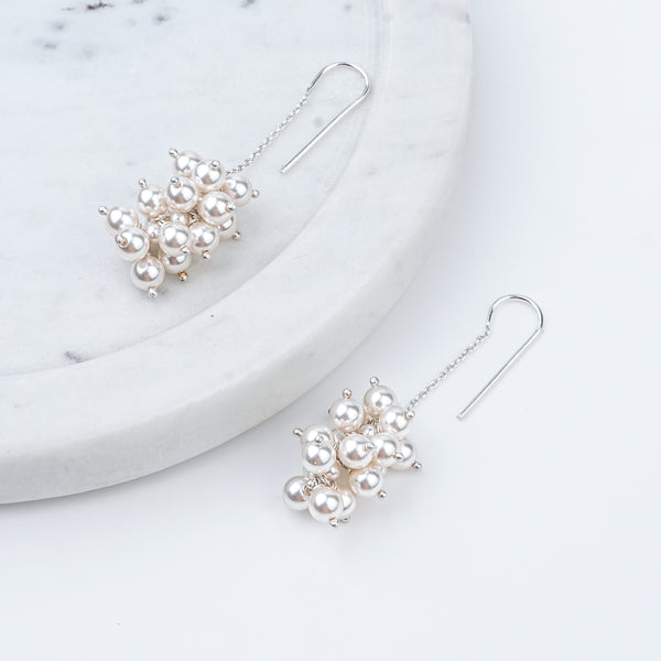 Pearl Bunch Dangling Earrings | 92.5 Sterling Silver
