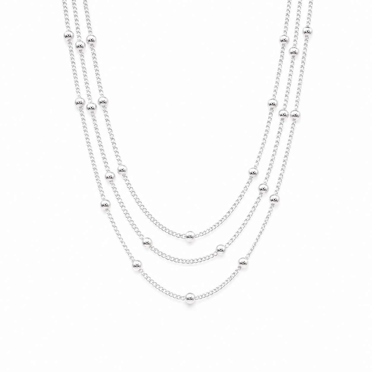 Dainty Silver Three Layered Necklace