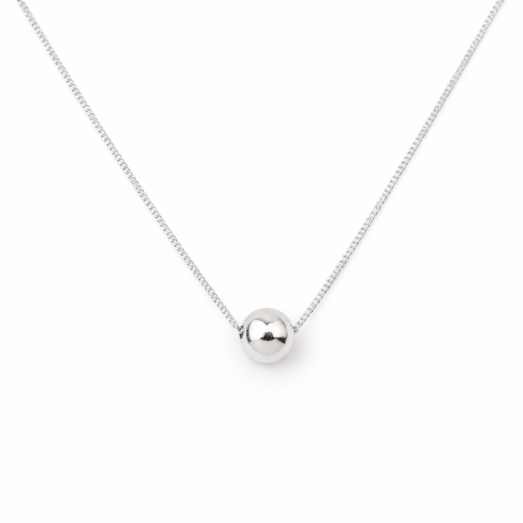 Sterling silver necklace with a single large bead pendant