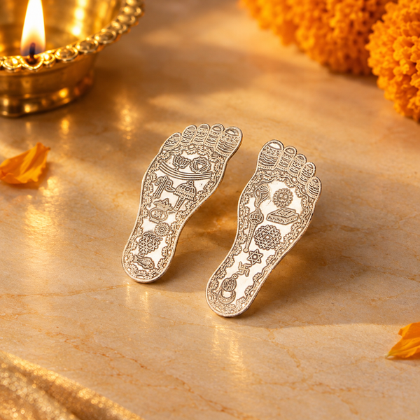 Engraved Silver Lakshmi Paul - Small | 999 Silver