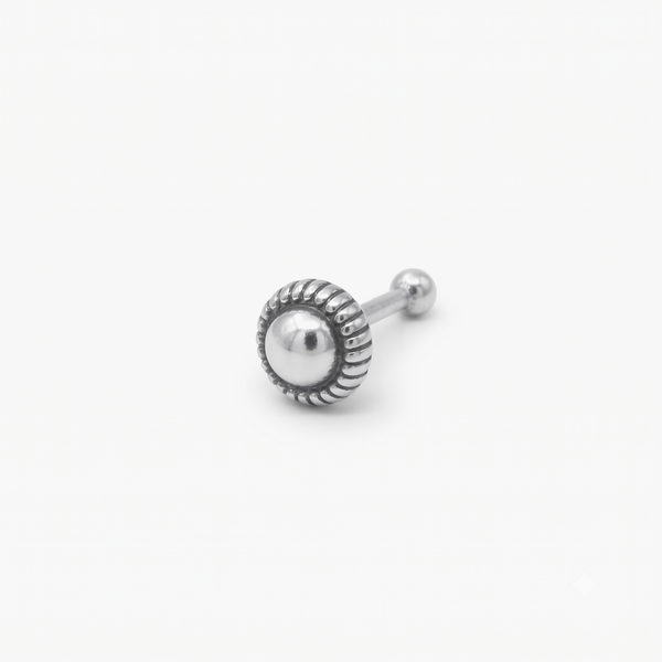 Silver Round Textured Nose pin