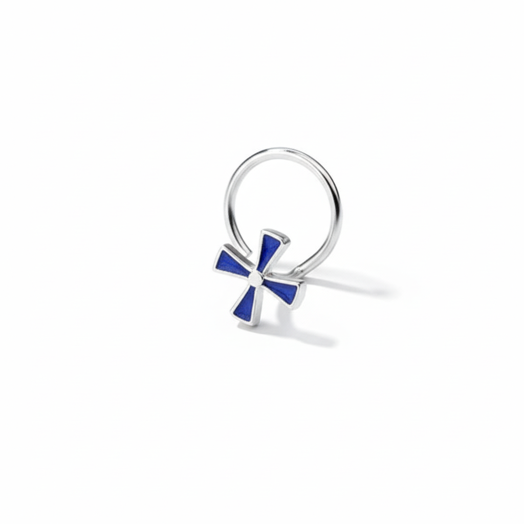 Pinwheel Nose pin ( Pierced ) - Blue