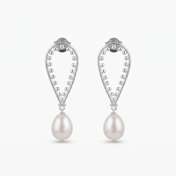 Single Pearl Silver Earring