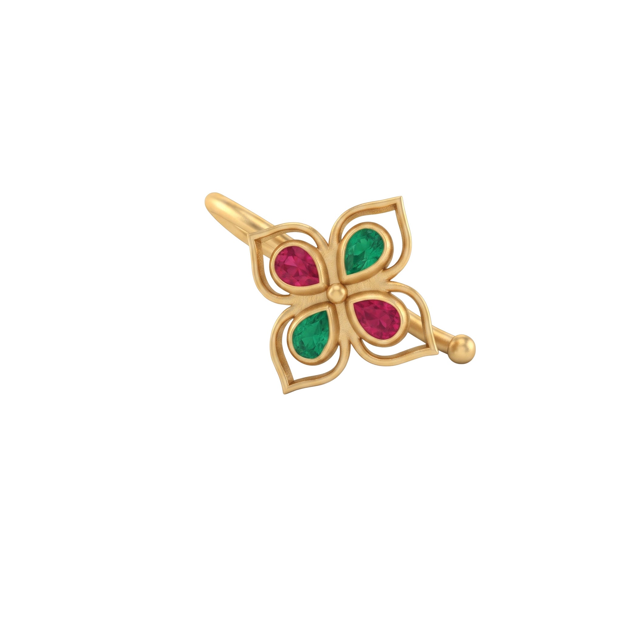 Silver Nakshatra Nose pin (Clip on, Gold Plated)