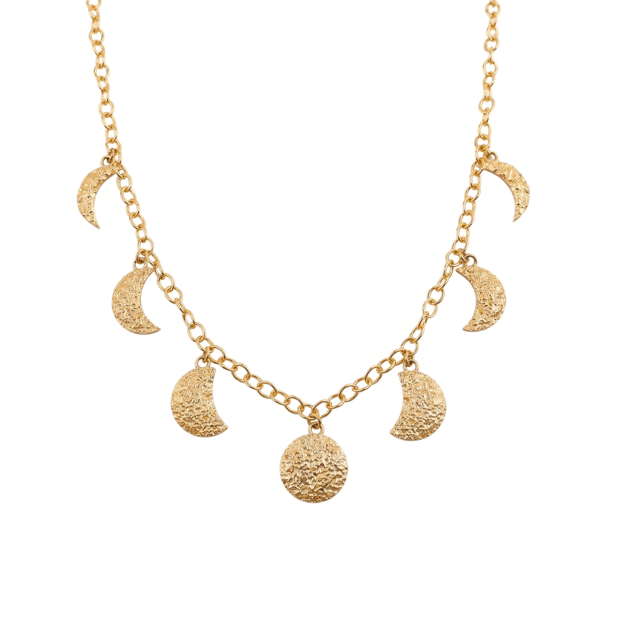 Brass Moon Phase Fashion Necklace