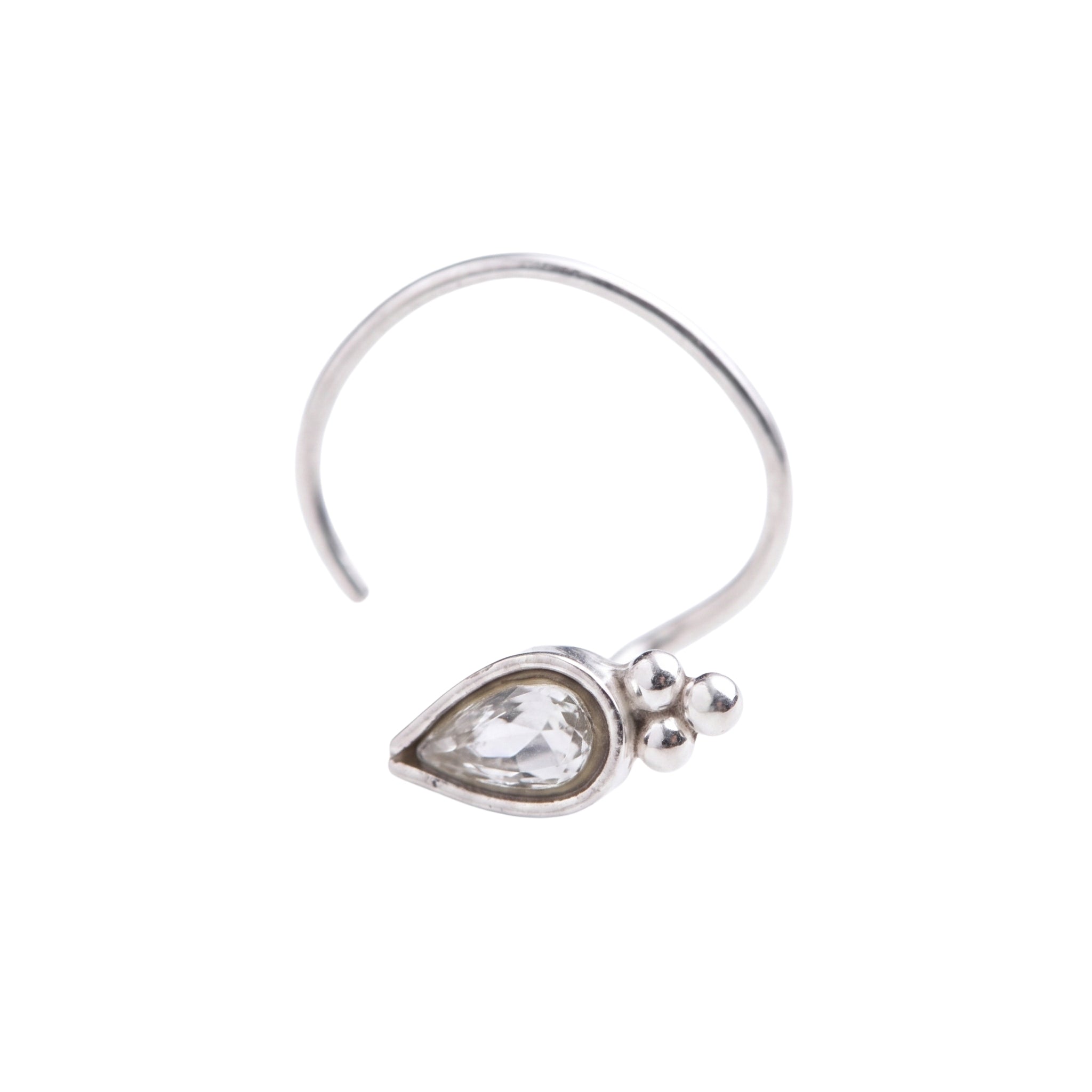 Silver Kundan Nose pin (Pierced)
