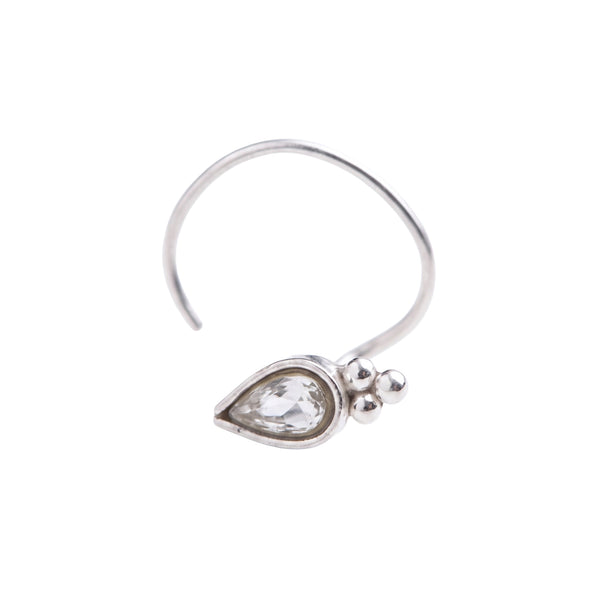 Silver Kundan Nose pin (Pierced)