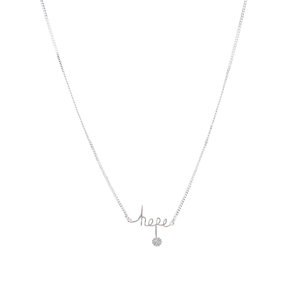 Silver necklace with hope pendant in 92.5 sterling silver