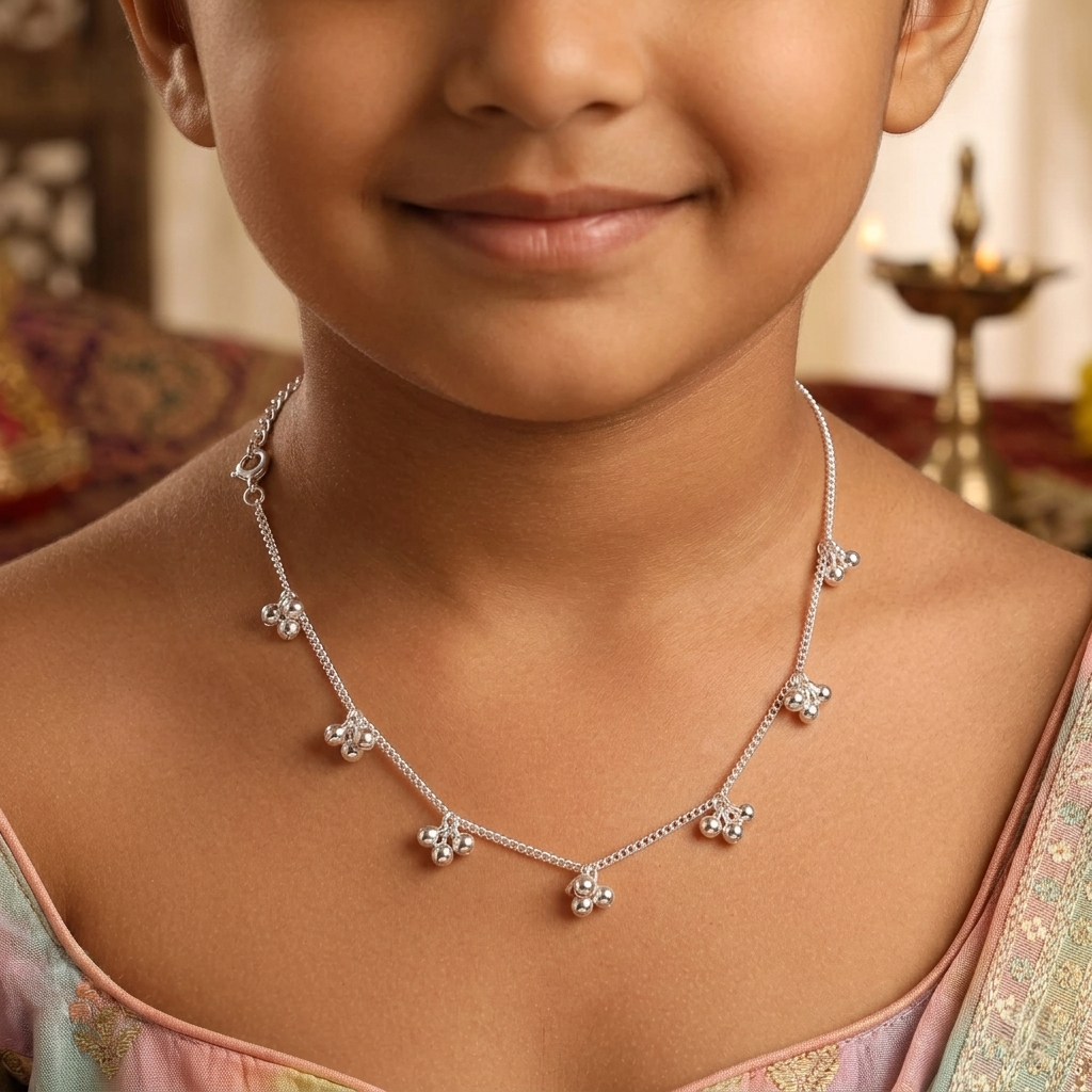 Silver Bead Baby Necklace