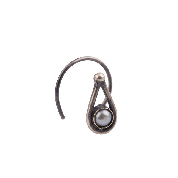 Handmade Silver Drop with Pearl Nose pin (Pierced)