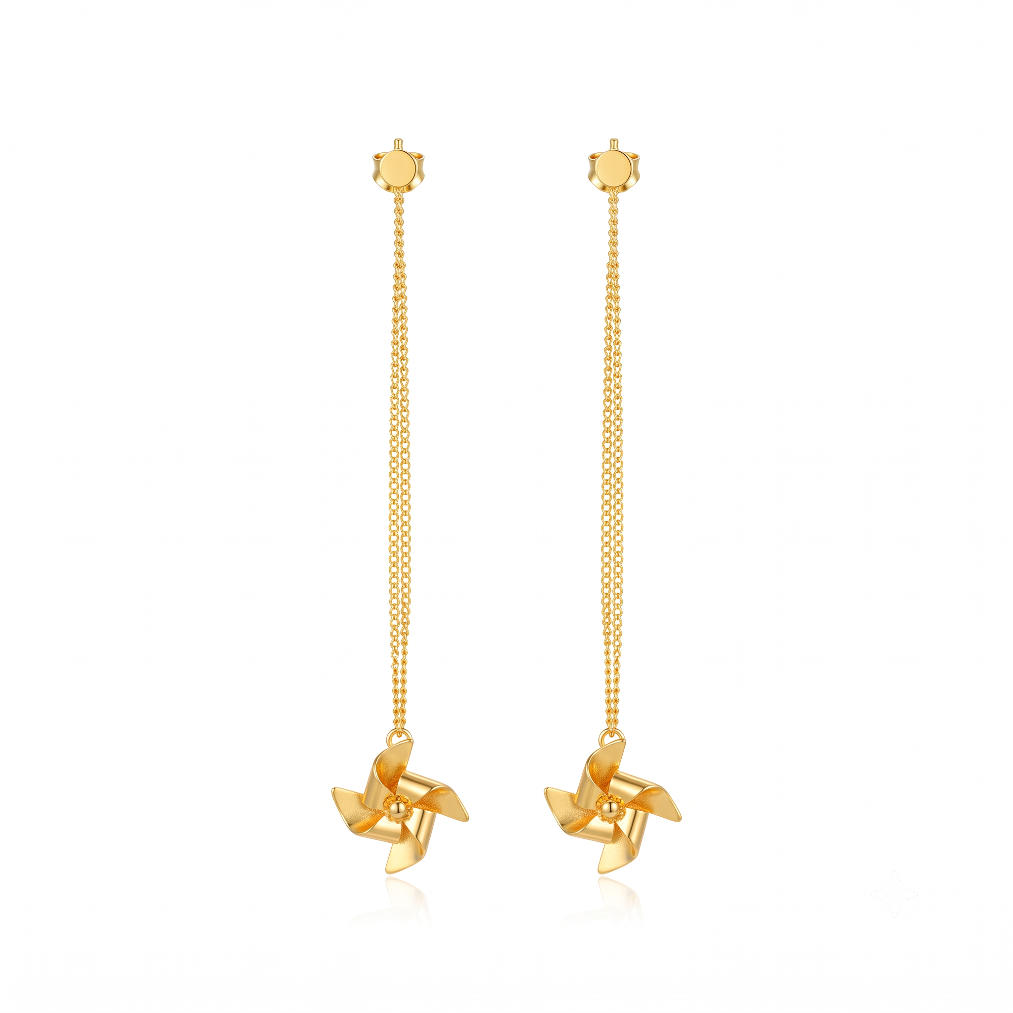 Pinwheel Chain - Fold Earring| 92.5 Silver | 22K Gold Plated