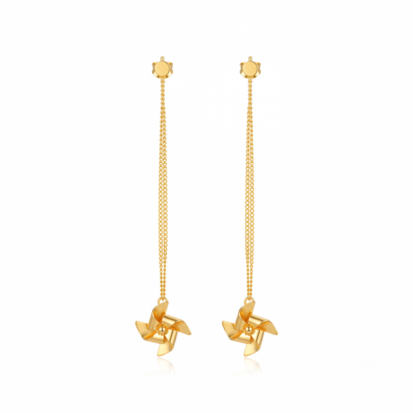 Pinwheel Chain - Fold Earring| 92.5 Silver | 22K Gold Plated
