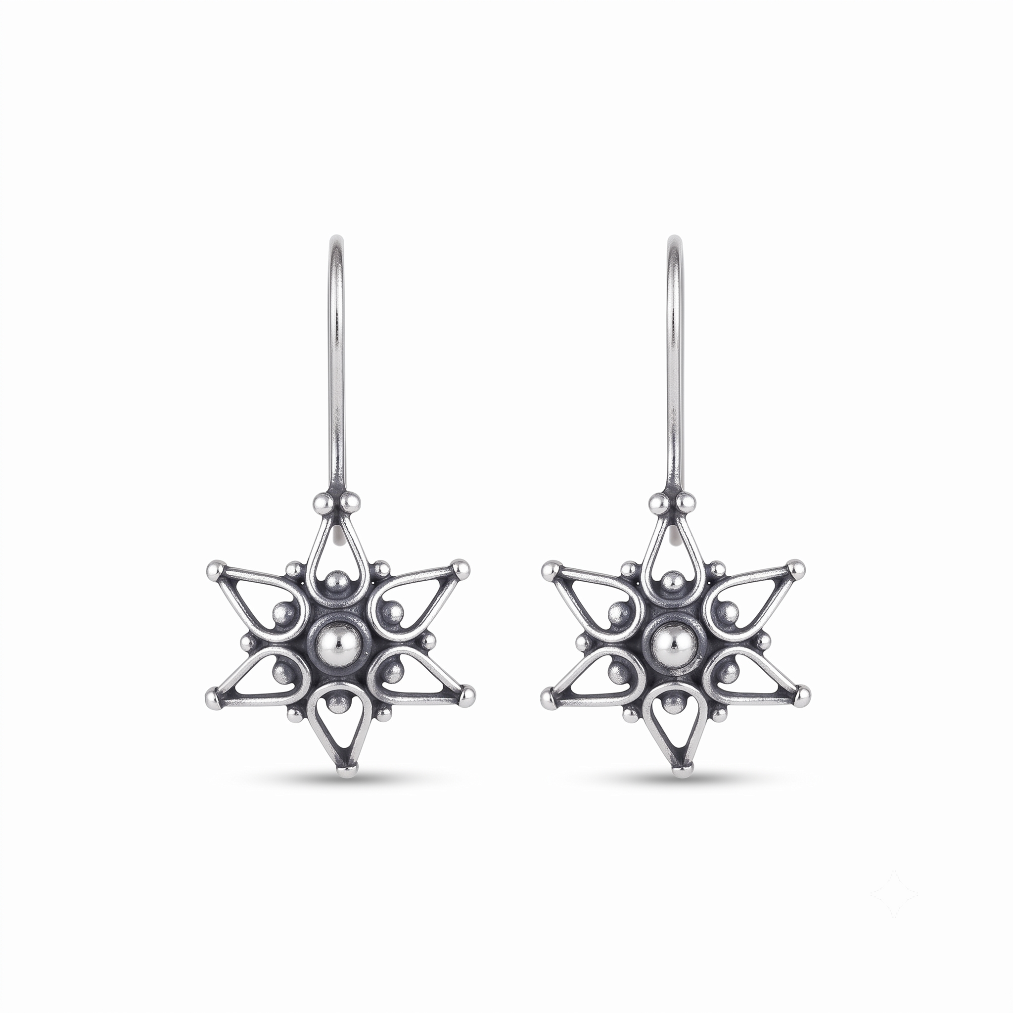 Flower Filigree Earrings: Hook Style