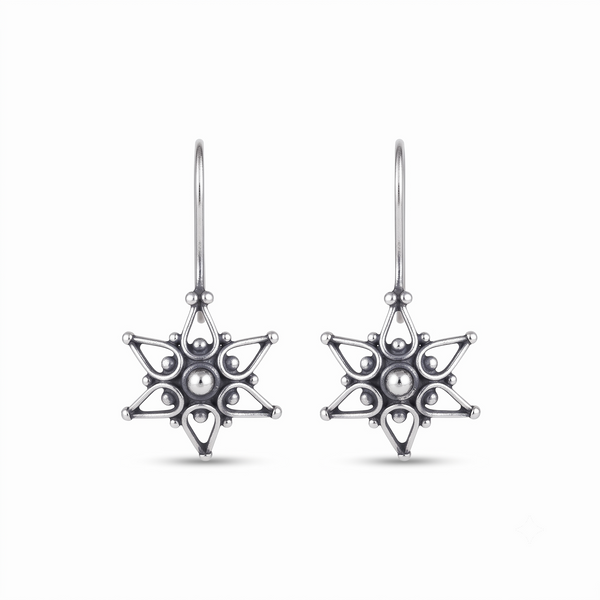 Flower Filigree Earrings: Hook Style