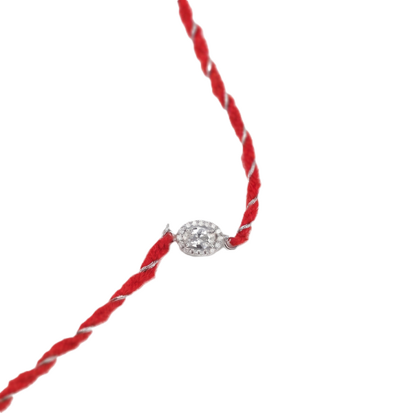 Oval Halo Silver CZ Rakhi