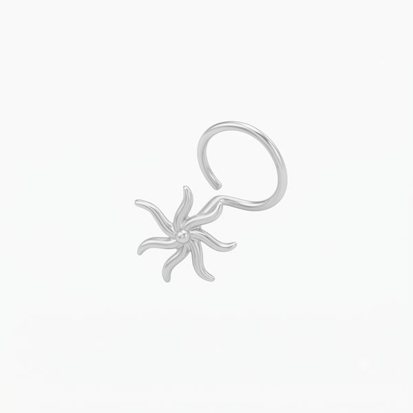 Silver Sun Tiny Nose pin (Pierced)