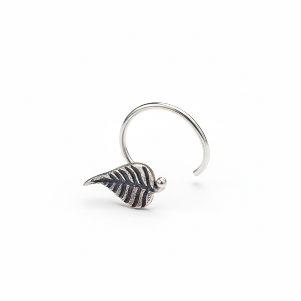 Silver Nose pin - Peepal or Sacred Fig motif (Pierced)