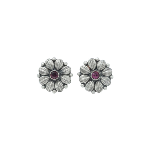 Silver Leafy Flower Stud (8 Petaled Flower) | 92.5 Silver