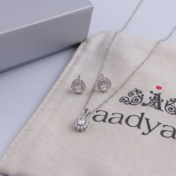 Silver CZ Oval Cluster Set