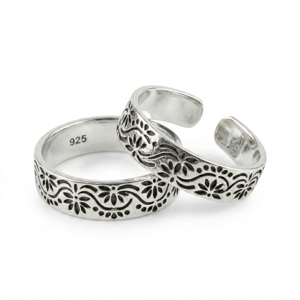 Petals Band Silver Toe Ring