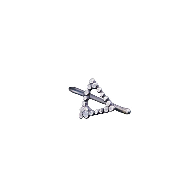 Hammered Silver Triangle Shaped Nose pin (Clip on)