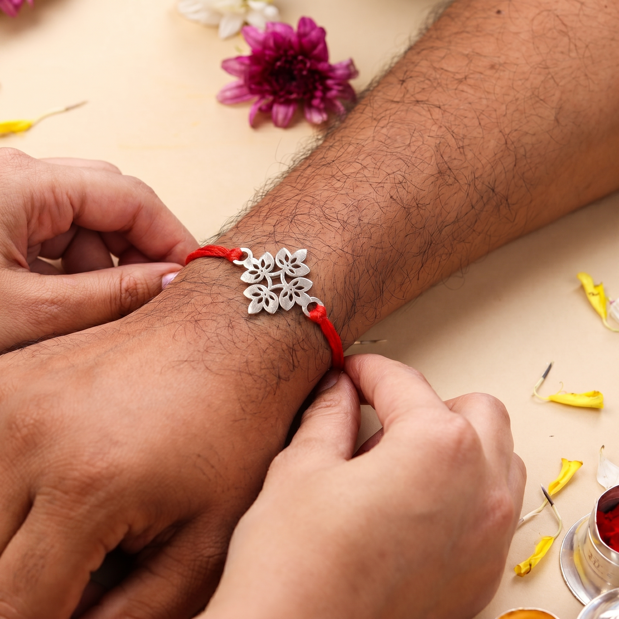 Silver Laser cut Rakhi