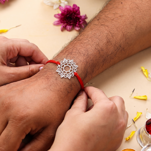 Silver Laser Cut Abstract Rakhi