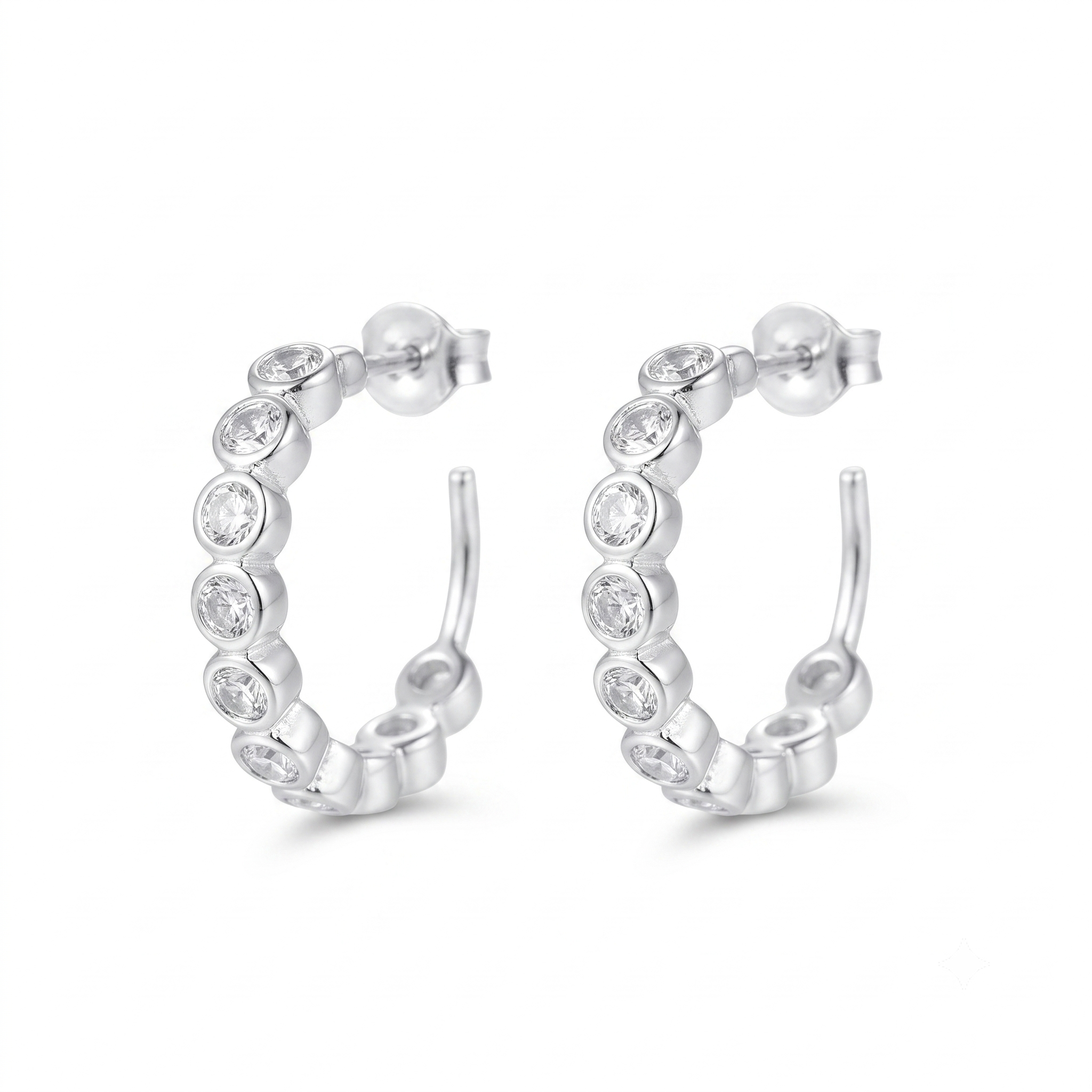 Silver Zircon Hoops | CZ | 92.5 Silver