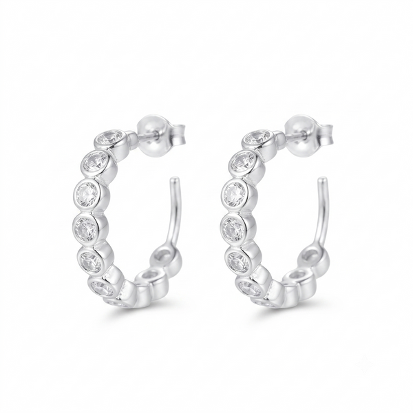 Silver Zircon Hoops | CZ | 92.5 Silver
