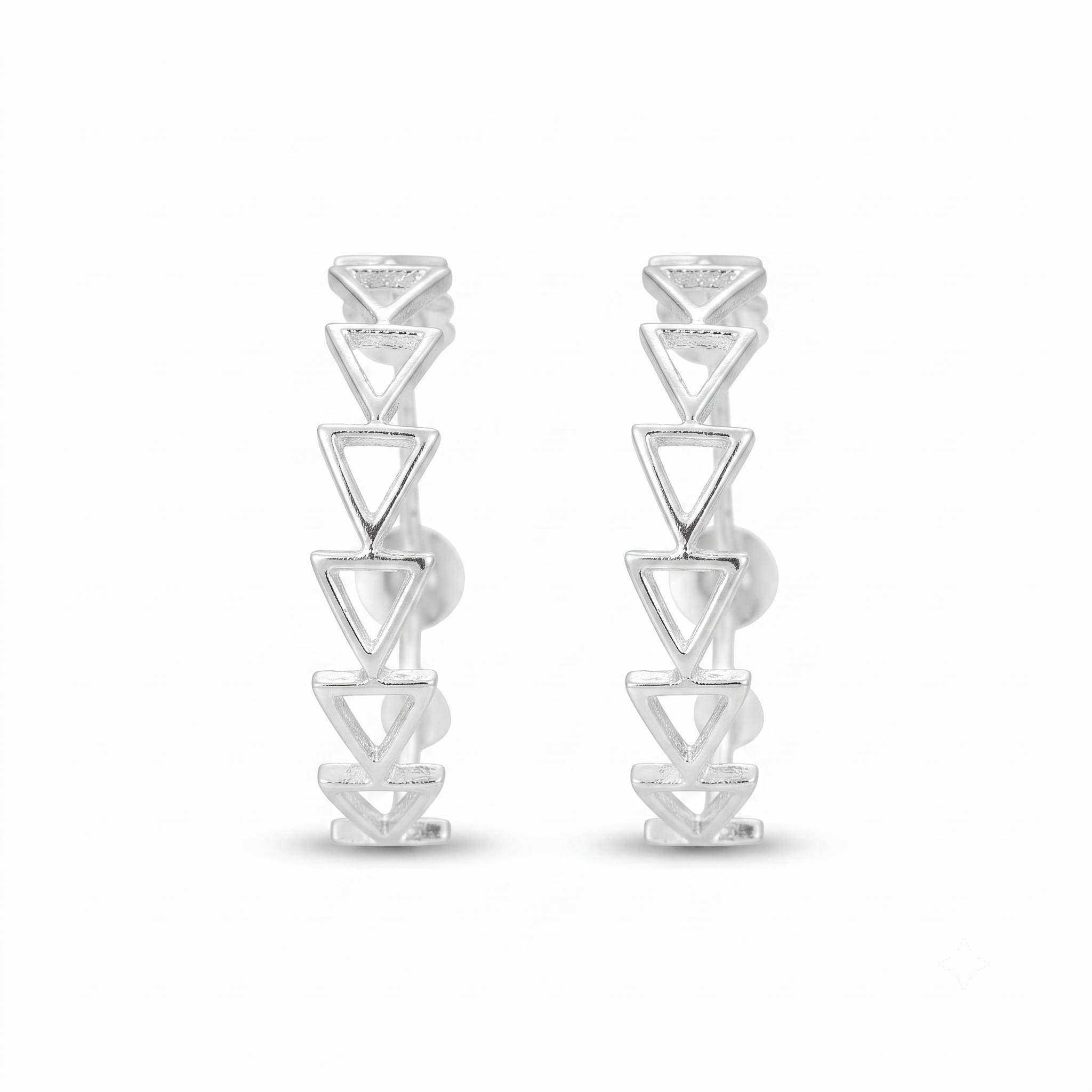 Filigree Silver Hoops (Triangle)