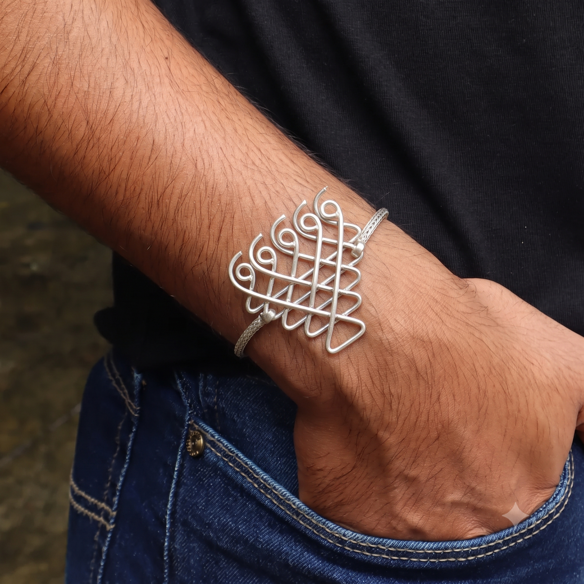 Silver Saraswati Bracelet with Goff