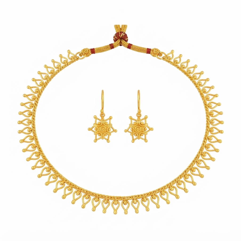 Delicate Drops Set | 22K Gold Plated | 92.5 Silver ( Made to order )