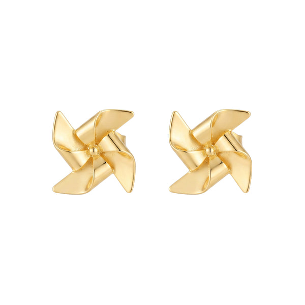Pinwheel Studs - Fold Earring | 92.5 Silver | 22K Gold Plated