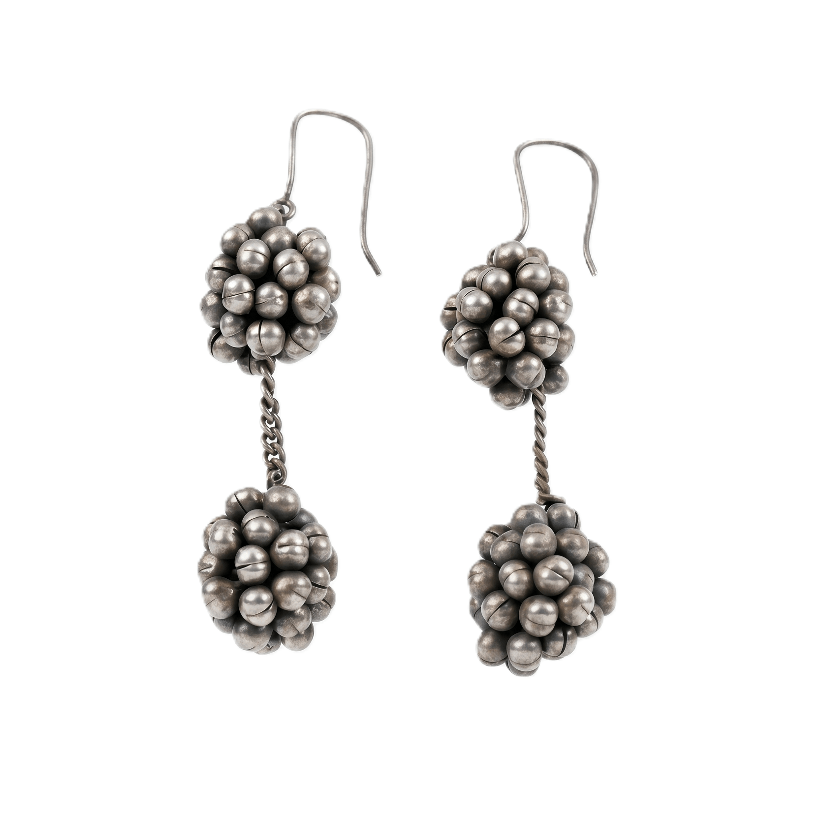 Oxidized Silver Beads Dangler Earrings