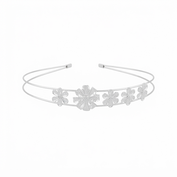 Silver Gulbahaar Flower Hairband