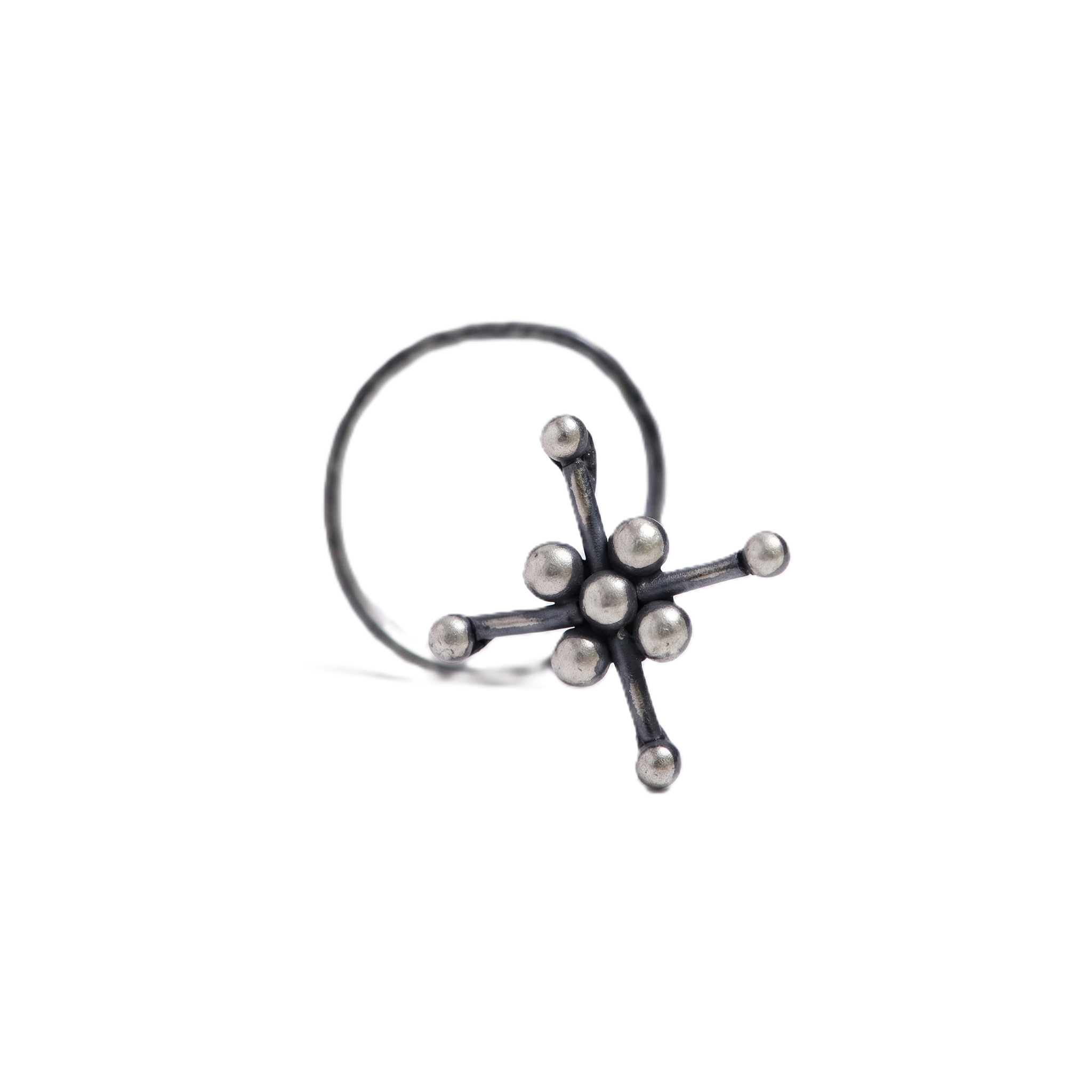 Handmade Silver Abstract Nose pin (Pierced)