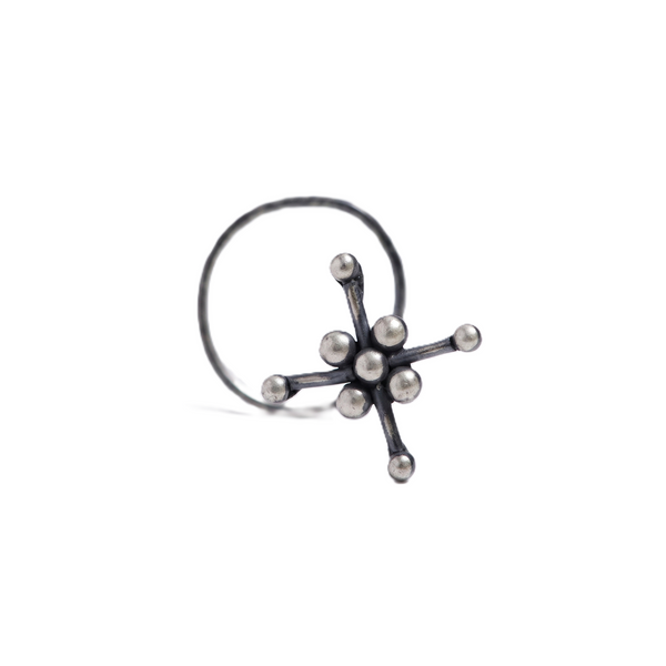 Handmade Silver Abstract Nose pin (Pierced)