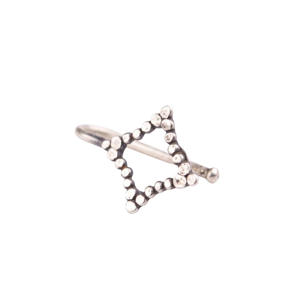Hammered Silver Diamond Shaped Nosepin (Clip on)