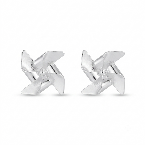 Pinwheel Studs - Fold Earrings | 92.5 Silver