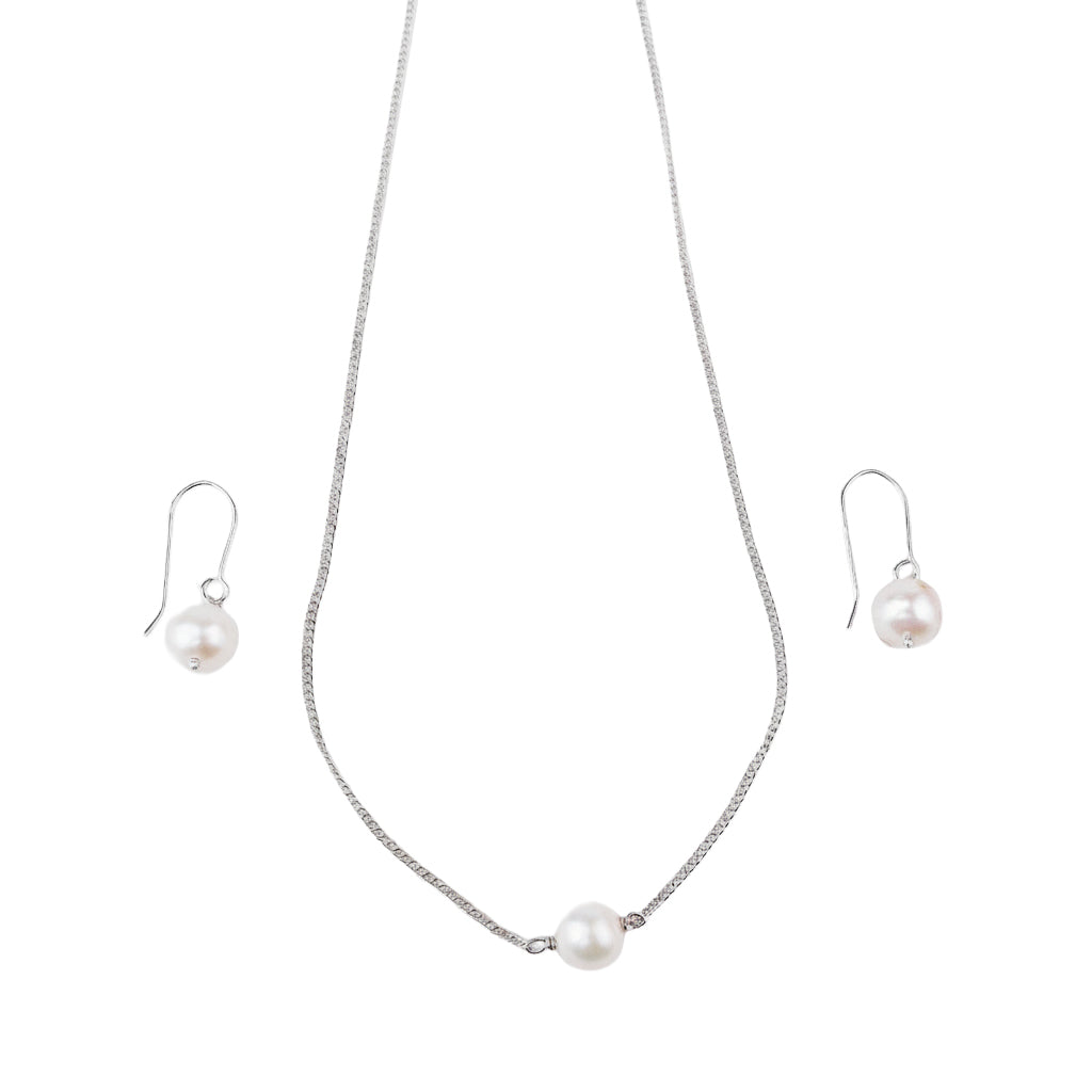 Classic pearl silver set - 10 mm fresh water pearl