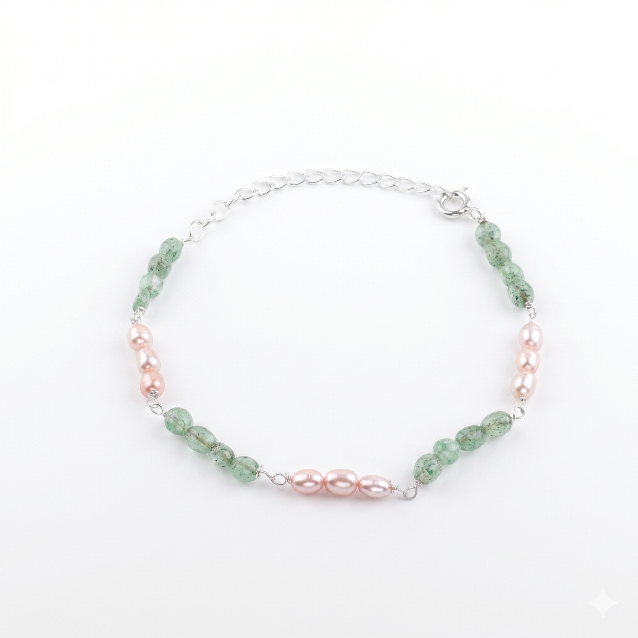 Russian Quartz & Rice Pearl Silver Bracelet (Project Handmade)
